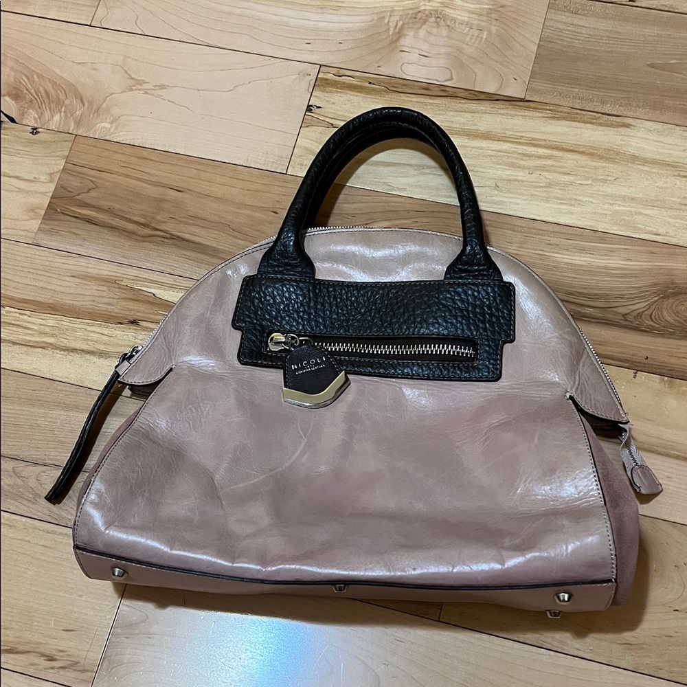 NICOLI Brown and Pinky Mauve Satchel